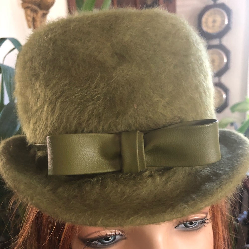 Vintage Green Brushed Wool Hat - Picture 5 of 9